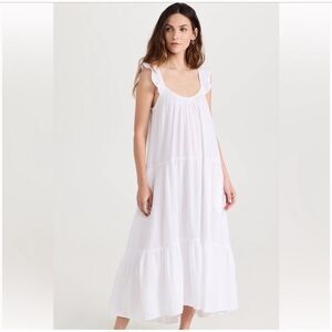 Xirena 100% Cotton Gauze Rumor Tiered Flutter Sleeve Pocket Maxi Dress Size Sm